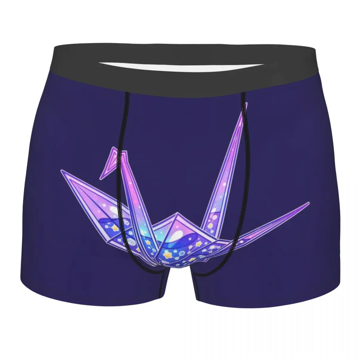 Custom Glass Galaxy Origami Crane Underwear Breathable Purple Aesthetic Space Boxer Briefs Shorts Panties Soft Underpants