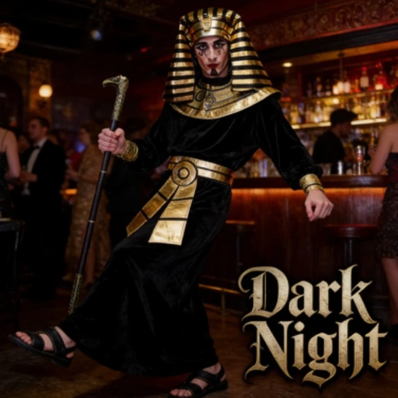 

Men's Egyptian Pharaoh Halloween Cosplay Costume, Egyptian King Robe Outfit for Party & Stage Performance