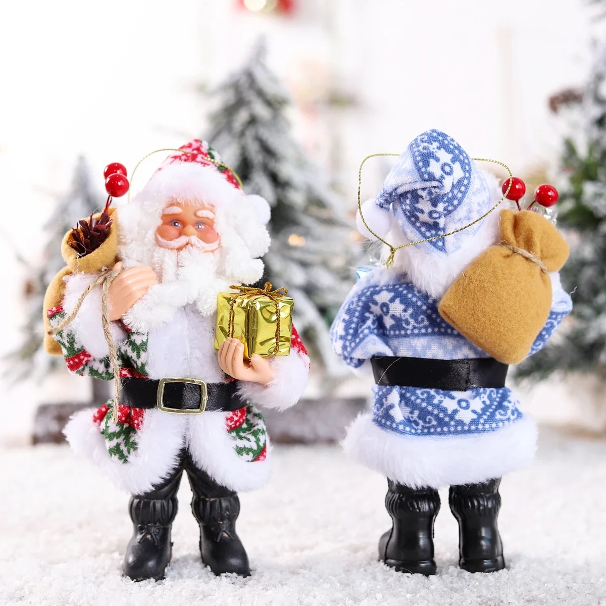 Standing Santa Doll Cute Doll Christmas Decoration 2024 Statue Festive Party Tabletop Cabinet Decoration Supplies Accessories