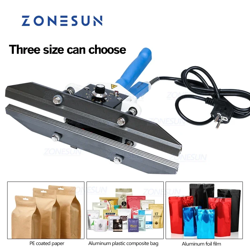 ZONESUN FKR400 220V hand Impulse Sealer Heat Sealing Aluminum Foil Bag Closer Sealer Sealing Machine