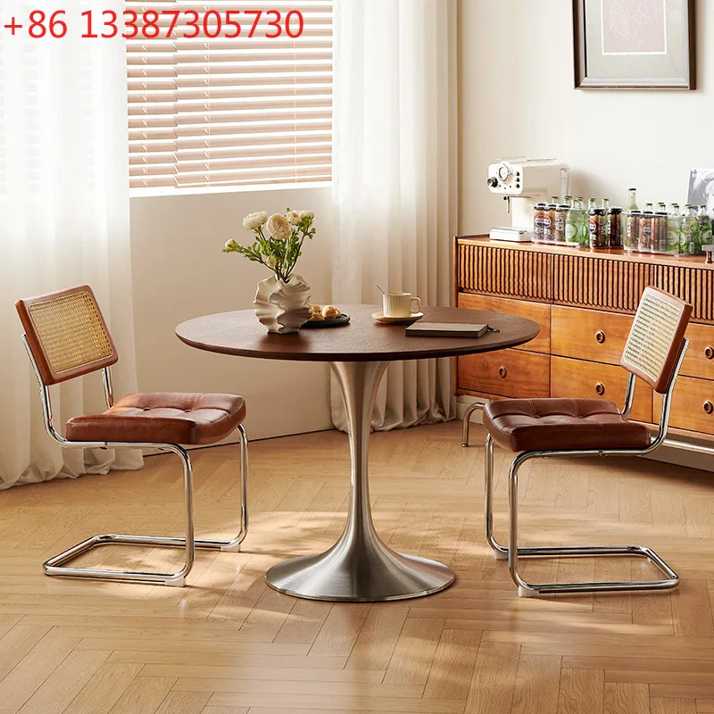 

Обеденный стол из цельного дерева в средневековом стиле, обеденный стол для дома, гостиной, небольшой квартиры, круглый стол в стиле ретро