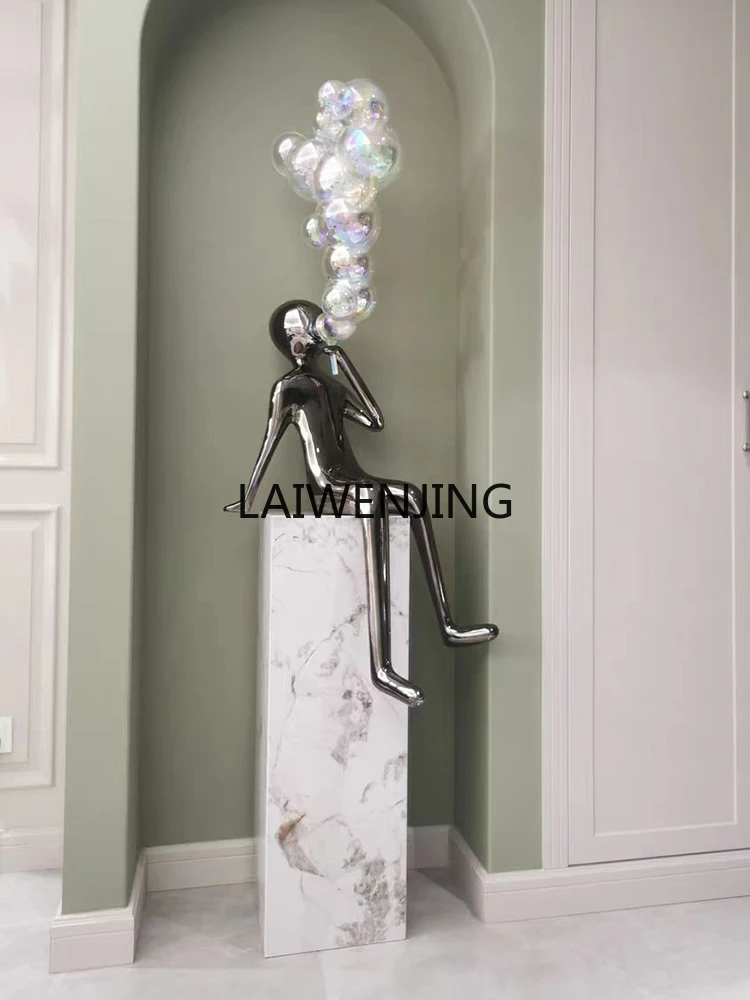 

LYN living room entrance abstract floor figure blowing bubble sculpture ornament soft decoration art