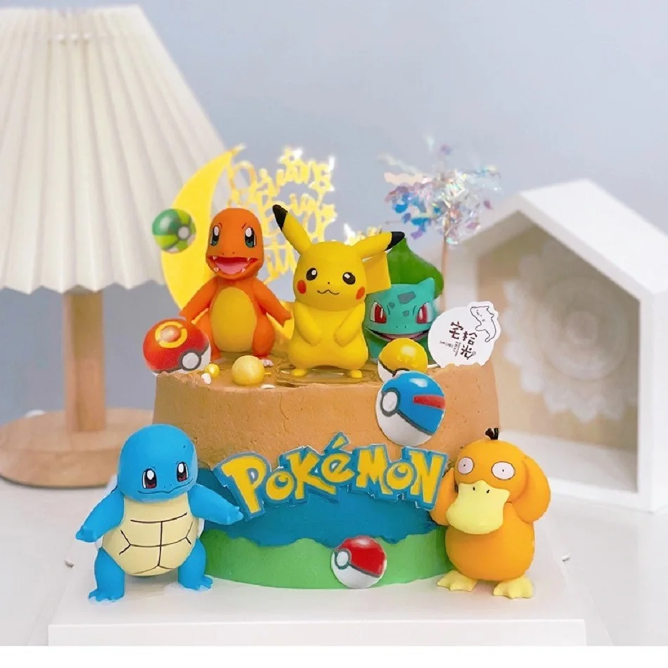 13 szt./zestaw Toppery na Tort Pokemon Pikachu Figurki Anime Dekoracje na Tort Urodzinowy Pokemon Ozdoby dla Chłopca Prezent dla Dzieci