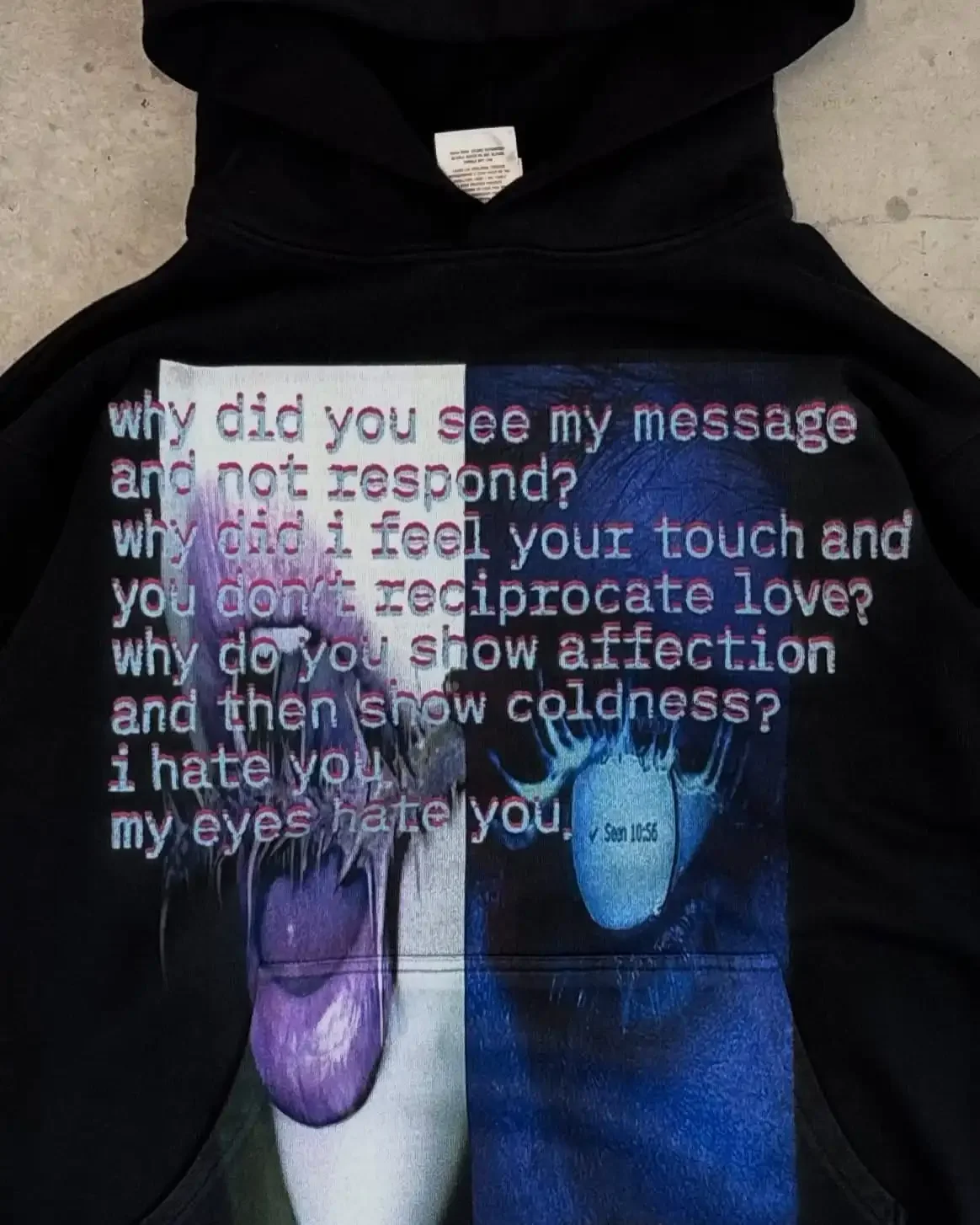 

Oversizeds Black Sweatshirts Trend Personality Printed Design Cotton Versatile Casual Pullovers for Couple Solid Clothing