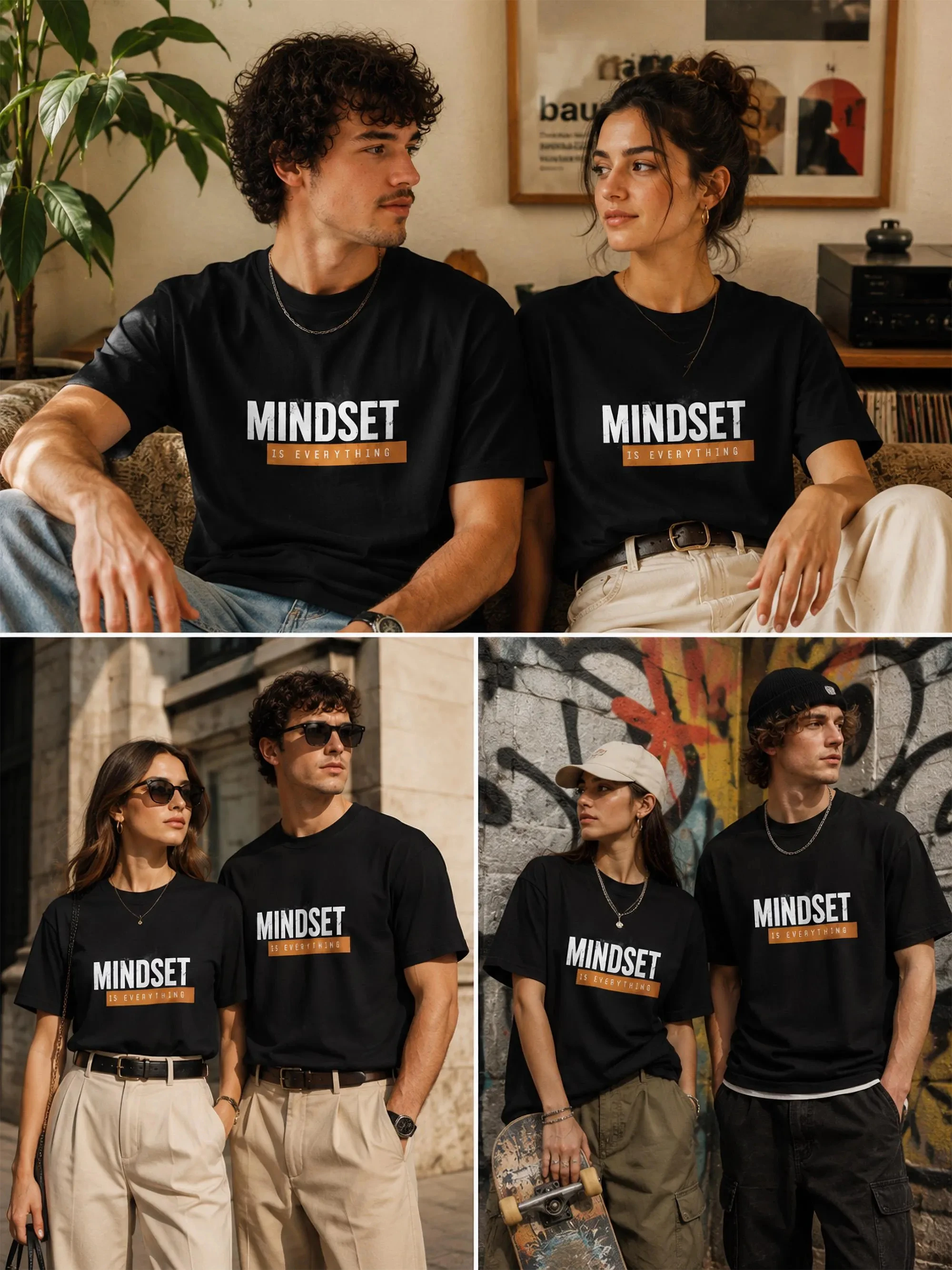 Mindset T-Shirt | Mindset Is Everything Organic Cotton Tee |Motivational Unisex Gift High-quality Fashionable Trendy Casual Top