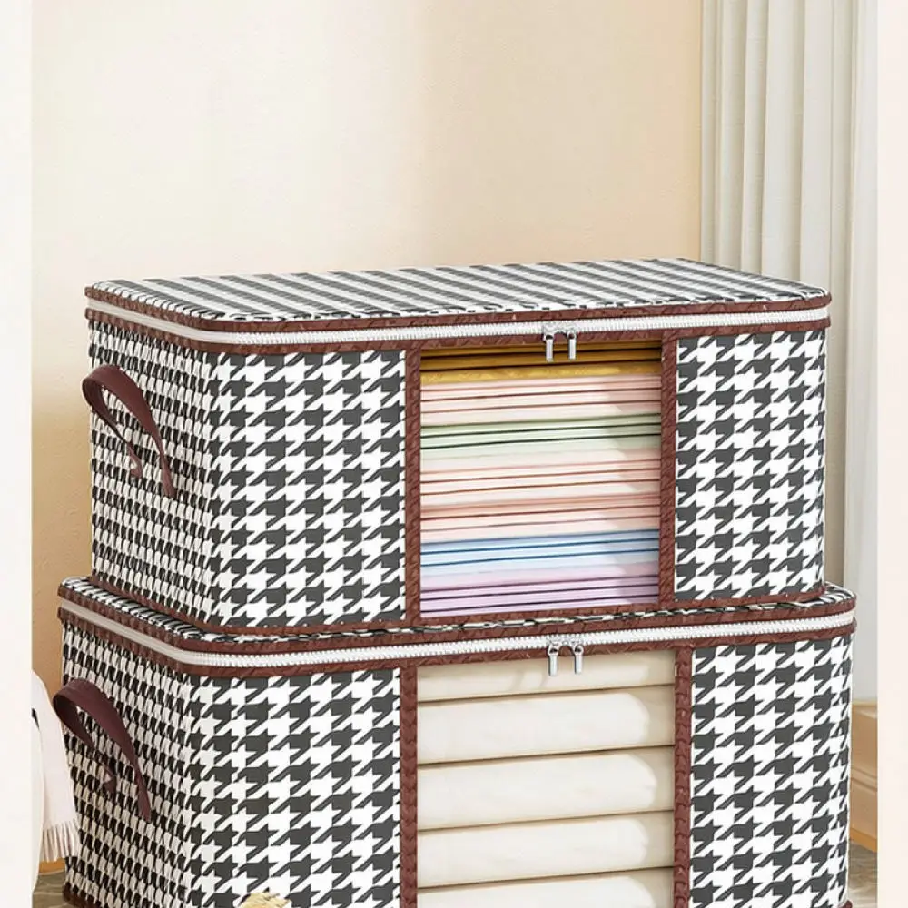 Visible Window Clothing Storage Container Foldable Quilt Organizer Box Dustproof Fabric Bin For Bedroom Wardrobe Home