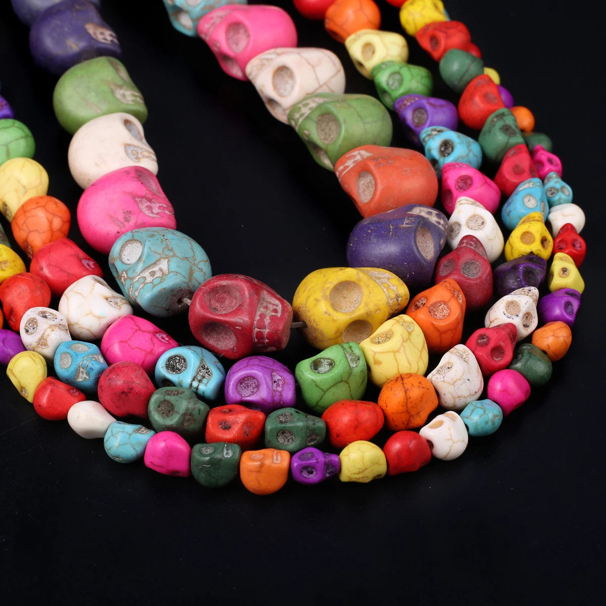 Mix Color Carved Turquoises Skull Loose isolation Beads Making Bracelet Earrings Jewelry Accessories Gift 8/10/12/15/18mm image 3