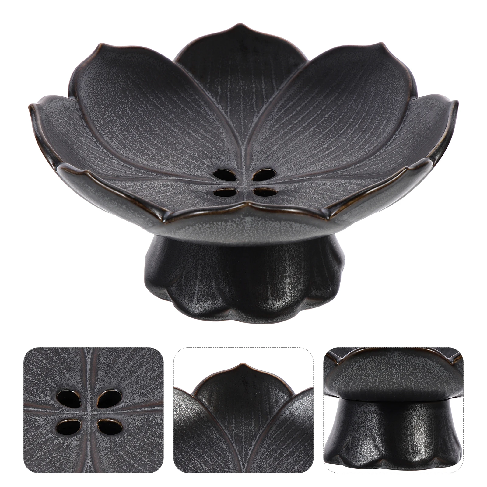 

Ceramic Lotus-Design Fruit Bowl Light Weight Portable Footed Fruit Plate for Kitchen Counter Multi-Functional Snack Serving Dish