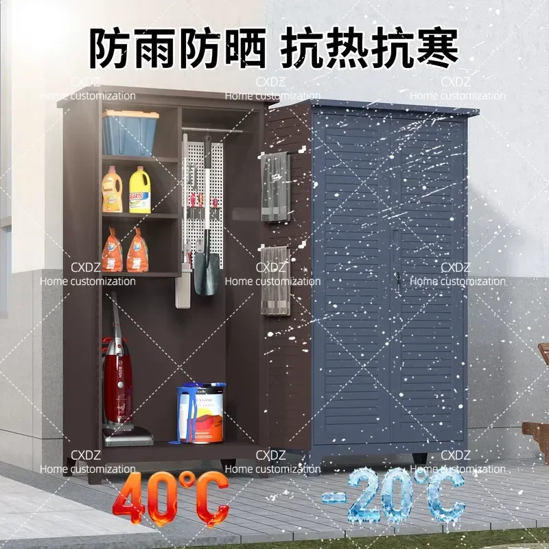 Wall Mounted Outdoor Storage Cabinet Weatherproof Utility Locker for Balcony Courtyard Garden Tool Organization Space Saving