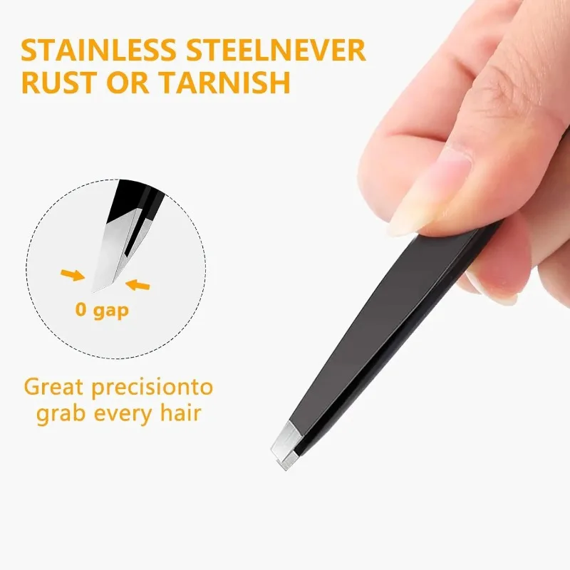 4Pcs High Precision Fine Hairs Puller Beard Eyebrow Stainless Steel Lash Extension Tweezers Slant and Flat Point Beauty Tools