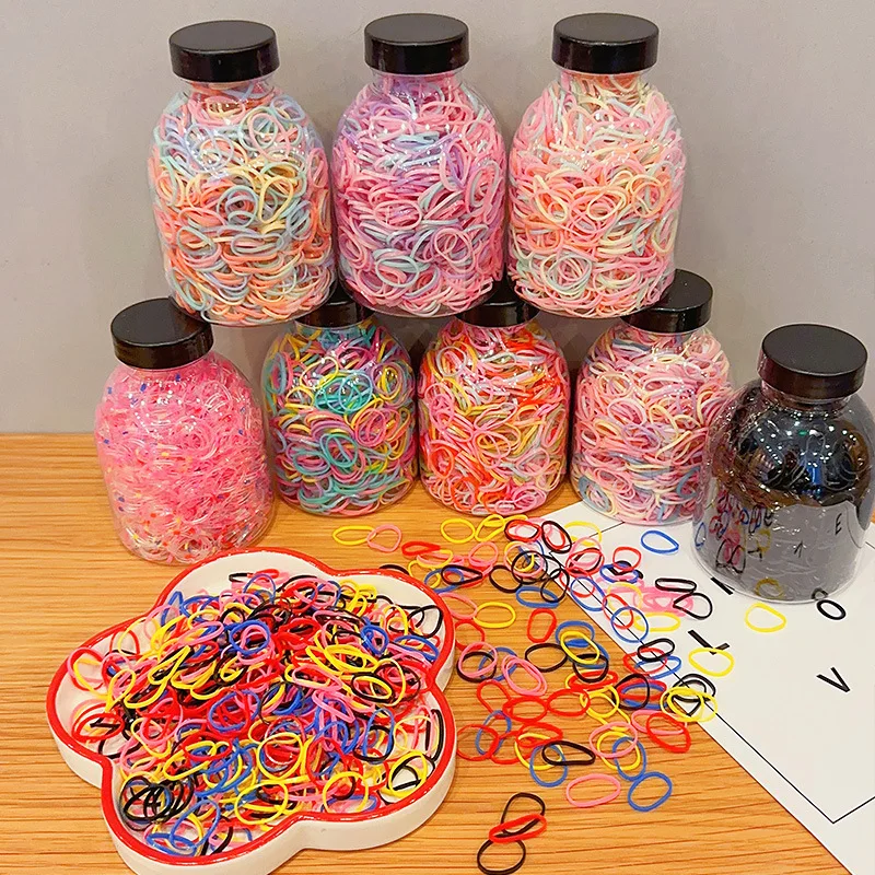 

New Fashion Colorful Disposable Rubber Band Head Rope Canned High Elastic Non Harmful Hair Quality Children's Hair Circles