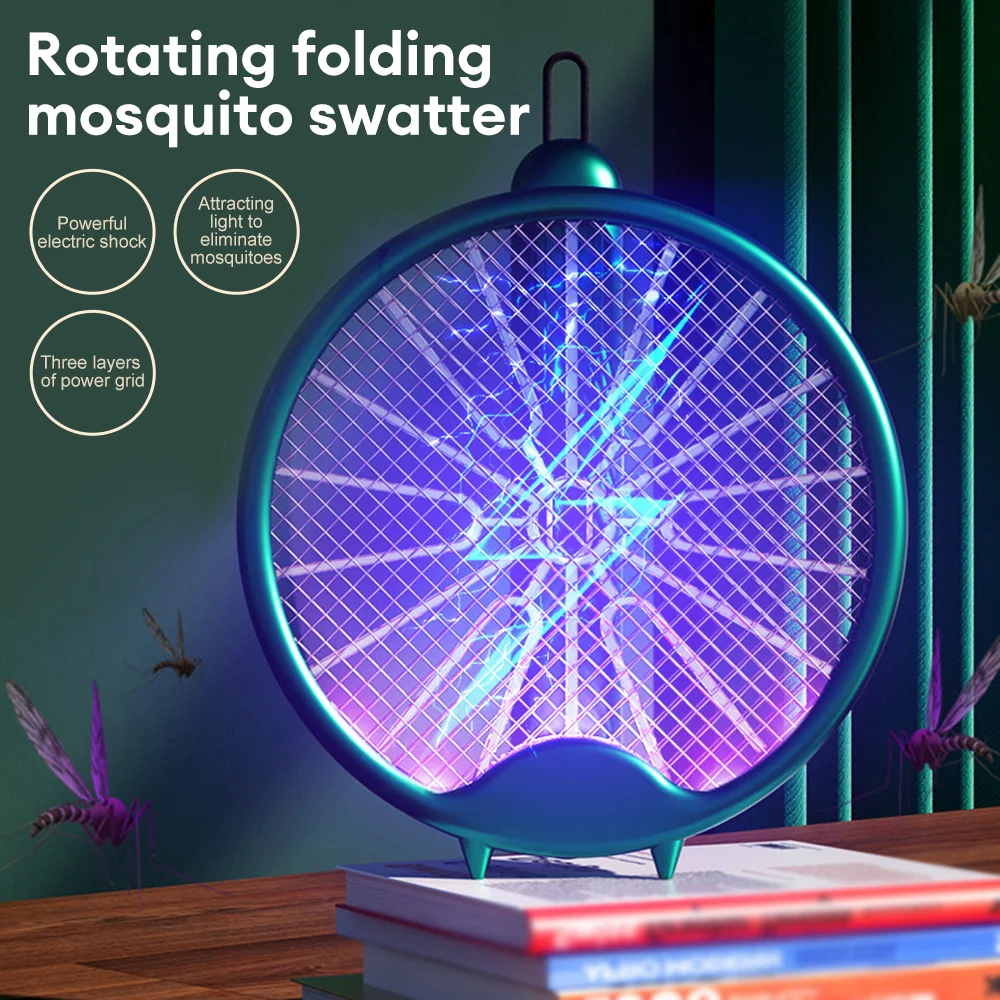 3000V Electric Mosquito Racket Mosquito Killer Lamp USB Rechargeable Foldable Mosquito Swatter Fly Swatter Repellent Lamp