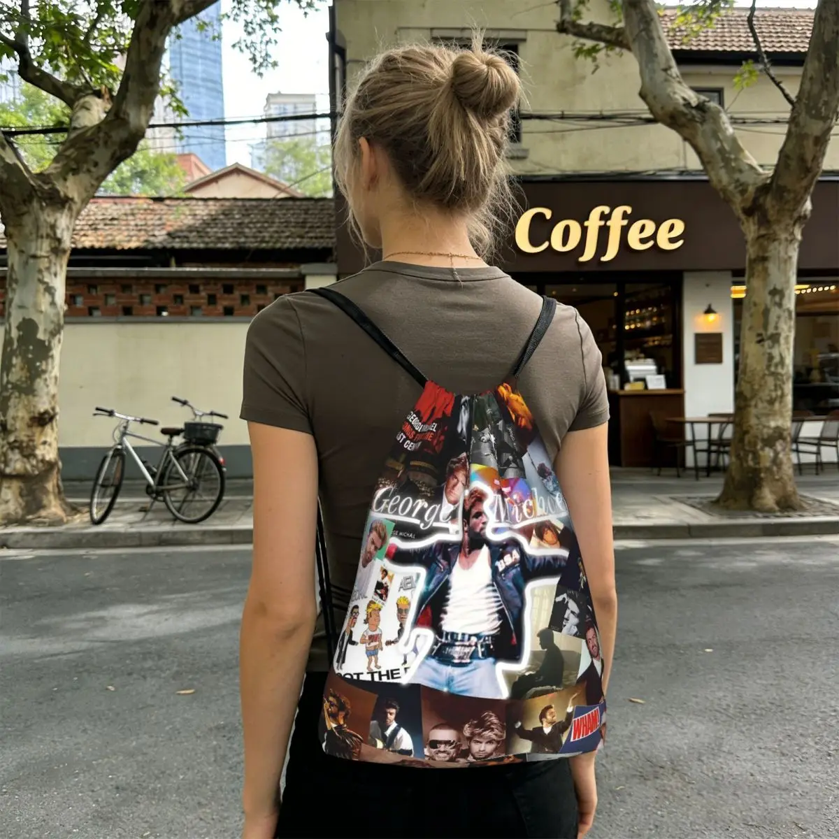 George Michael Backpacks Casual Drawstring Bundle Pocket Sports Bag Book Bags for Travel Students