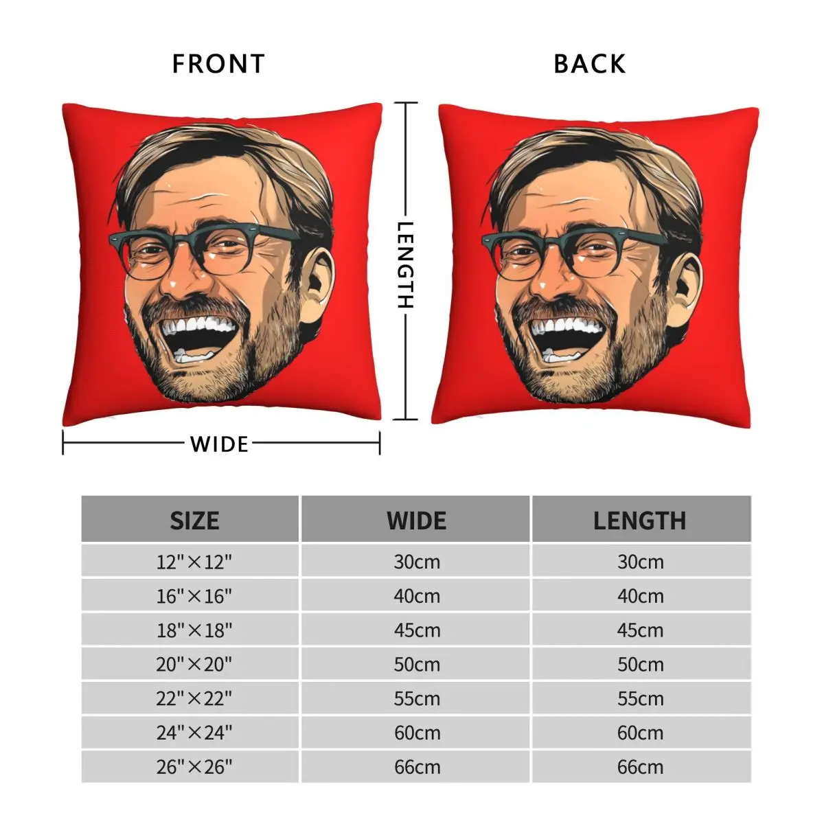 Jurgen Klopp Square Pillowcase Polyester Linen Velvet Pattern Zip Decor Pillow Case Room Cushion Case