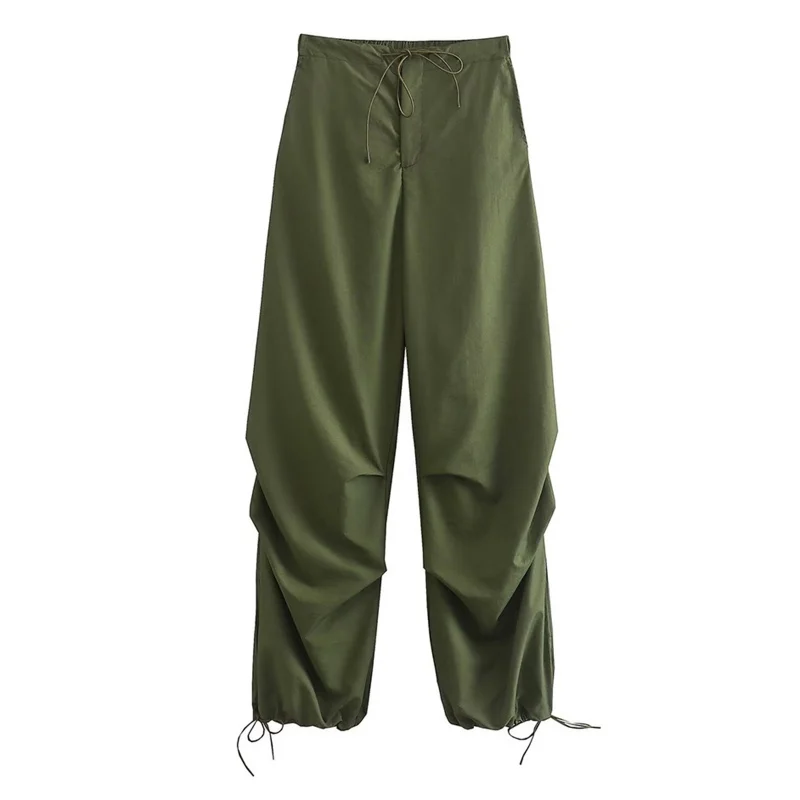 

Women's High Waist Elastic Waist Drawstring Tie Work Pants Loose Pleated Zipper Harlem Pants Outdoor Riding Climbing Sweatpants