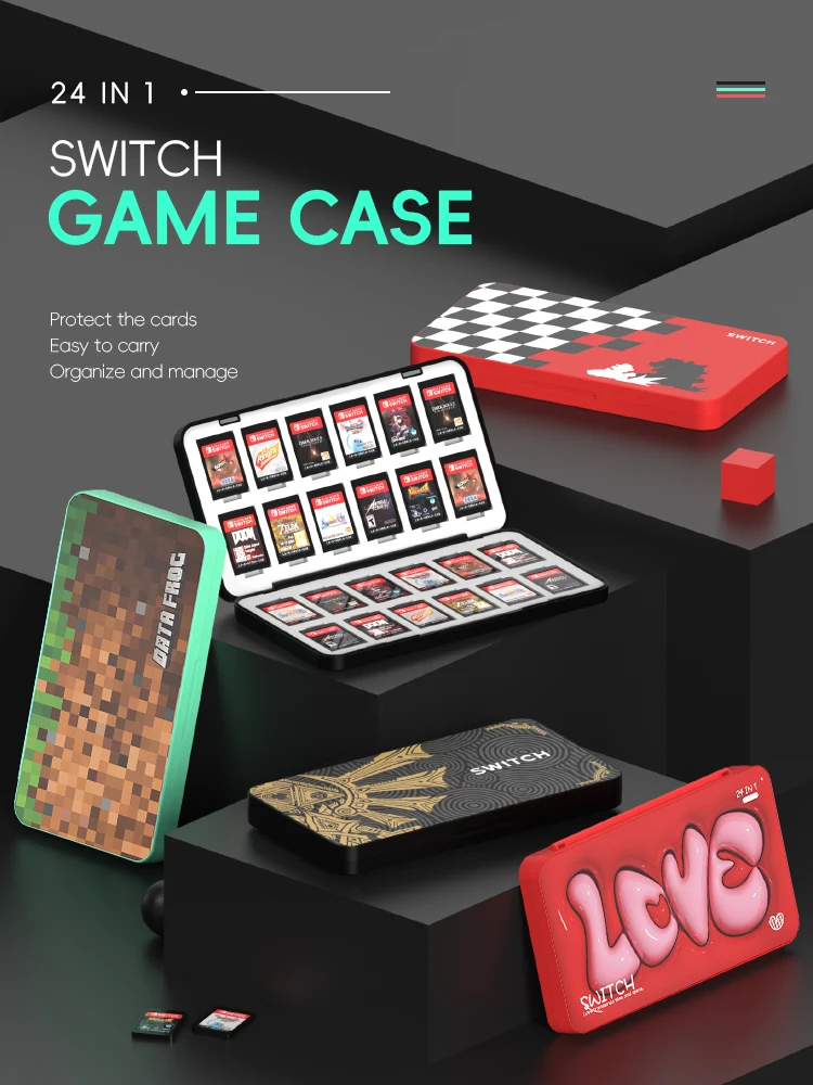 24-in-1-Spielkartenetui für Switch/Switch OLED-Patrone, Aufbewahrungsbox, Chip-Halter-Abdeckung
