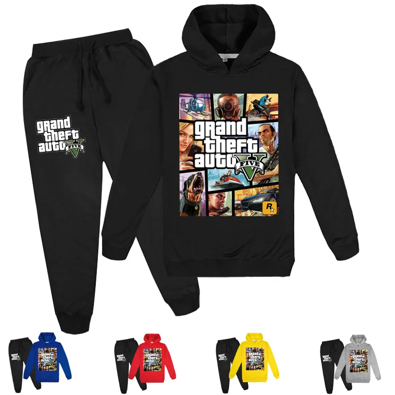 Game Grand Theft Auto Gta V 5 Clothing Set Kids Hoodies and Pants 2pcs Suit Toddler Boys Tracksuit Teenager Girls Casual Outfits