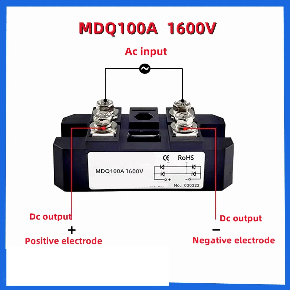 MDQ100A Single Phase Bridge Modules MDQ100A-16 100A Amp 1600V 1-Phase Diode Rectifier Radiator