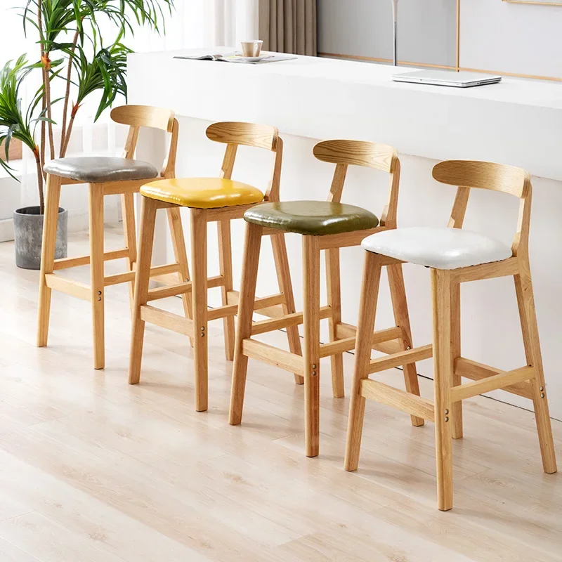 Design Wood Bar Stool Nordic Kitchen Japanese Vanity Dining Chairs Patio Table Sedie Sala Da Pranzo Balcony Furniture