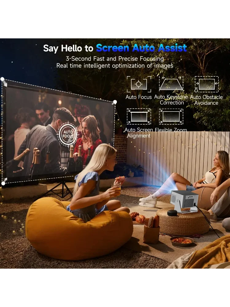 Magcubic 900 ANSI Projektor im Set mit Google TV Stick, 1080p Native Projektor, Autofokus, tragbarer Beamer, Heimkino HY350GTV