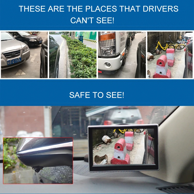 Auto Vorderseite Rückansicht Parkplatz Backup Kamera Nachtsicht 4,3/5 Zoll Monitor Für Fahrzeug Links/Rechts Seite Reverse Bild – Detail 2