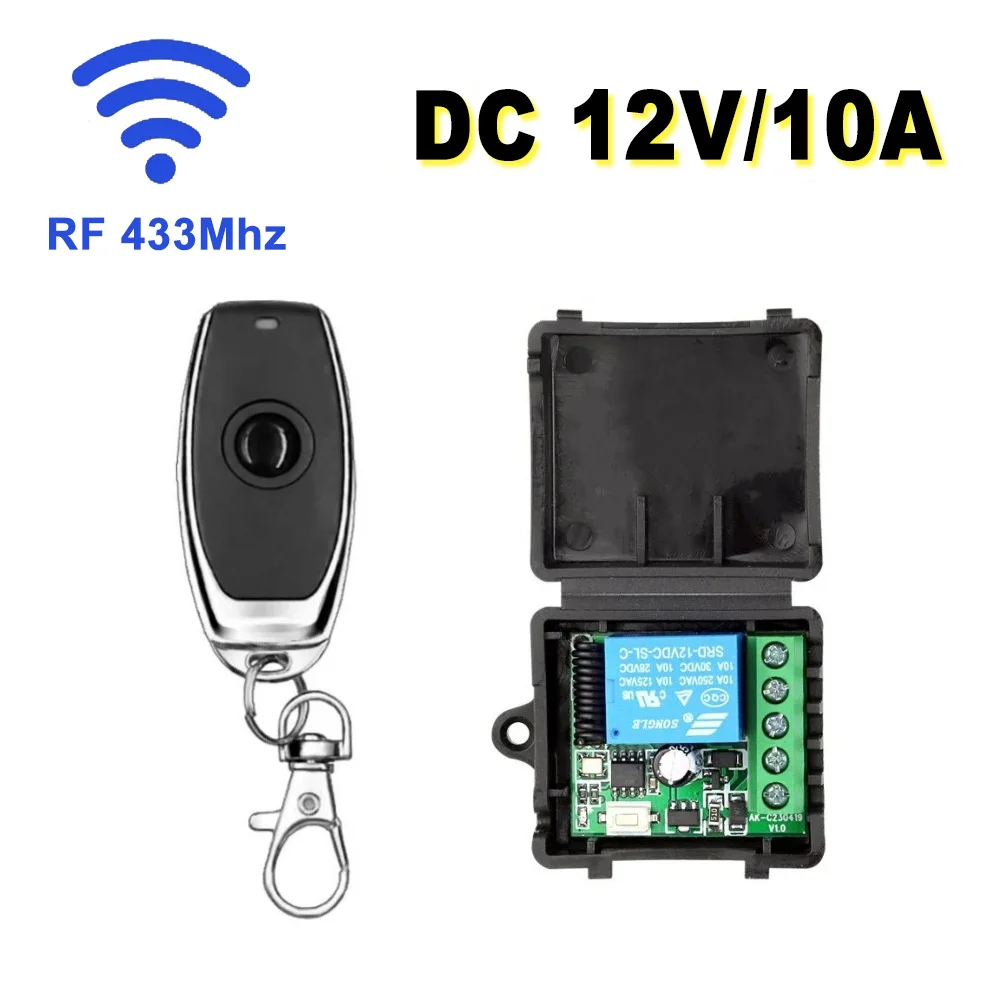 433 Mhz Universal Gate Remote Control Switch DC 12V 10A Relay Receiver Module  RF Transmitter Control for Gate LED Garage Door