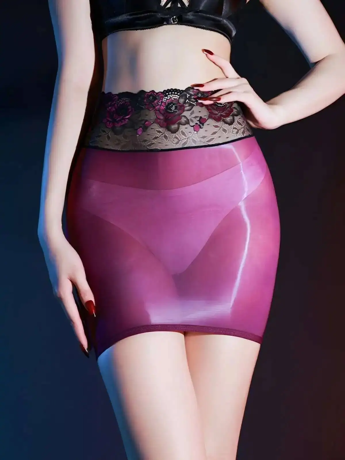 

Transparent Shiny Hip Hugging Short Skirt Sexy Silky Smooth Mirror Sparkling Mesh Lace Sheer Thin Sexy Women Mini Skirts 51OS