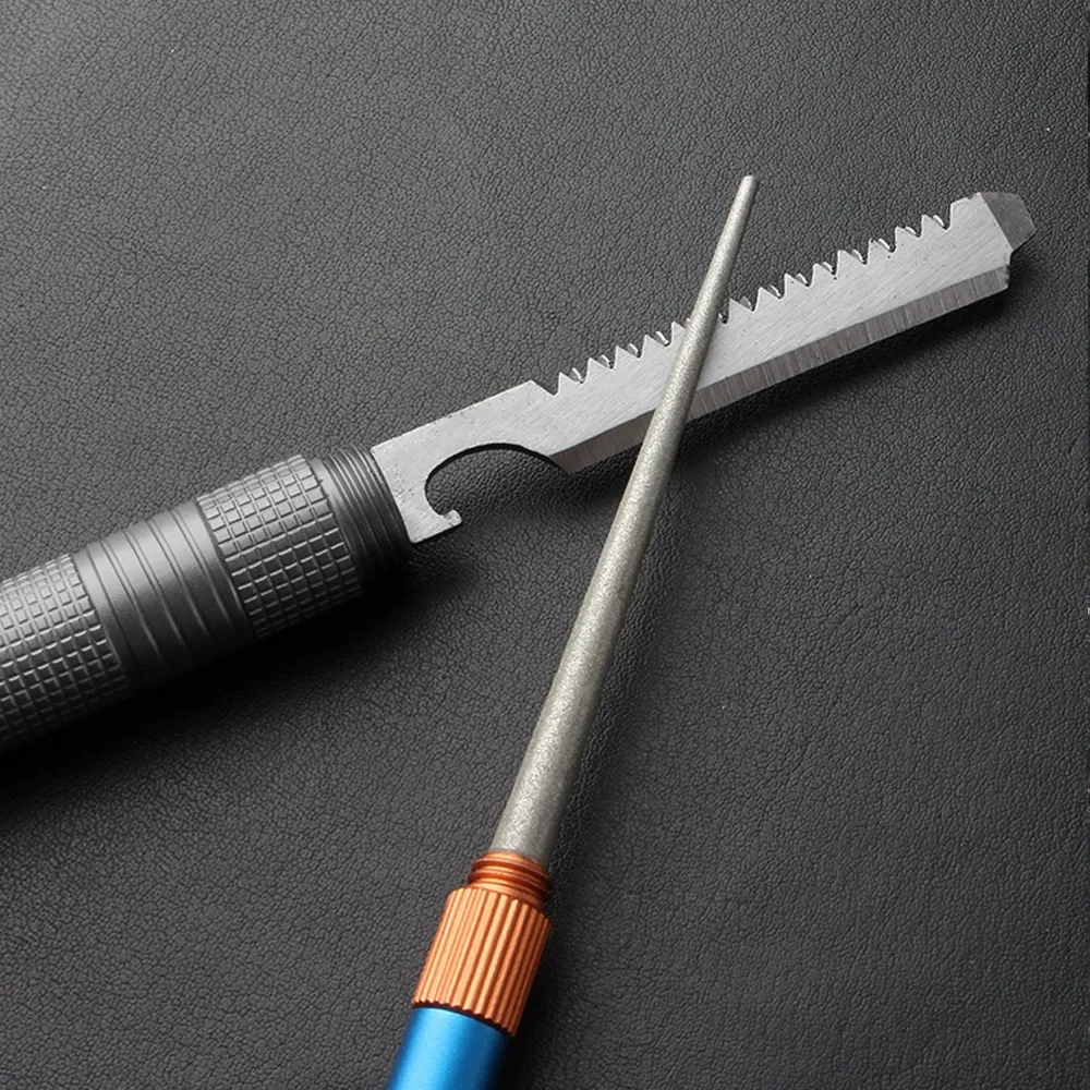 1PCS Matte Mini EDC Knife Sharpening Rod Stainless Steel Emery Plated Emery Is Not Easy To Wear Fishing Hook Sharpener