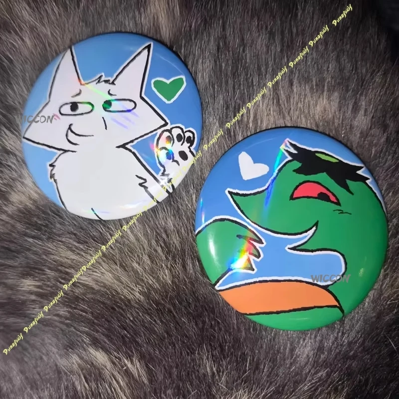 House of Pu so Holographic Button Badges Pins Puso Bayani Furry Large Badges Cosplay Bag Decor Collectible Halloween Gift