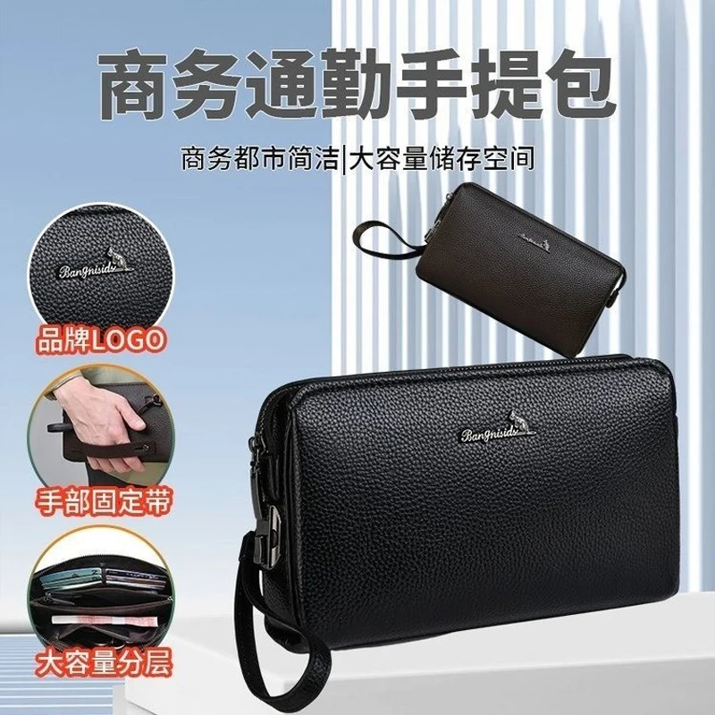 Brand New Men's Business Commuting Password Lock Anti-theft clutch bag purse PU Leather Long Wallet Multi Card Slot Wrist Bag