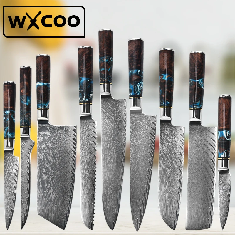 Professional Japanese Chef Knives Damascus Steel VG10 Meat Fish Fruit Bread Santoku Knife Butcher Boning Cleaver Kitchen Knife