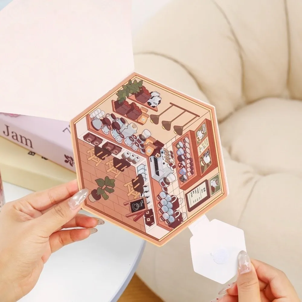 Cute Style 3D Landscape Sticker Multiple Scene Die Cut Cartoon Scene Sticker PET Material Collection Box Sticker