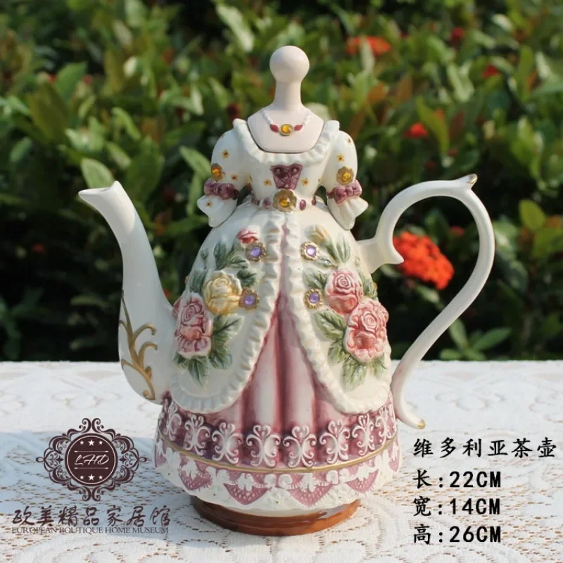 Victoria's Secret hand-painted relief rose ceramic coffee cup coffee pot set housewarming wedding gift