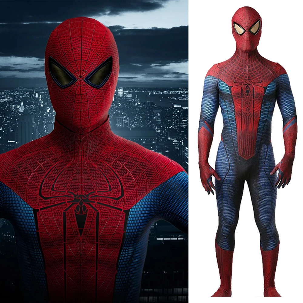 

Spider Man Cosplay The Amazing Spiderman TASM1 Costume Superhero 3D Print Spandex Bodysuit Full Halloween Costume for Adult Men