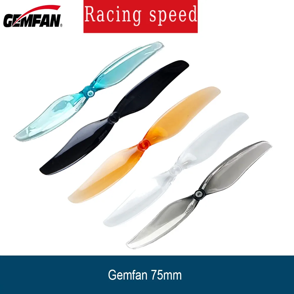 ใบพัด Gemfan 75 มม. 2 ใบพัด ทำจากพลาสติก PC ขนาด 1 มม. 1.5 มม. สำหรับโดรน Tello FPV Freestyle 3 นิ้ว Hurricane อะไหล่ทดแทนสำหรับงาน DIY จำนวน 4 คู่