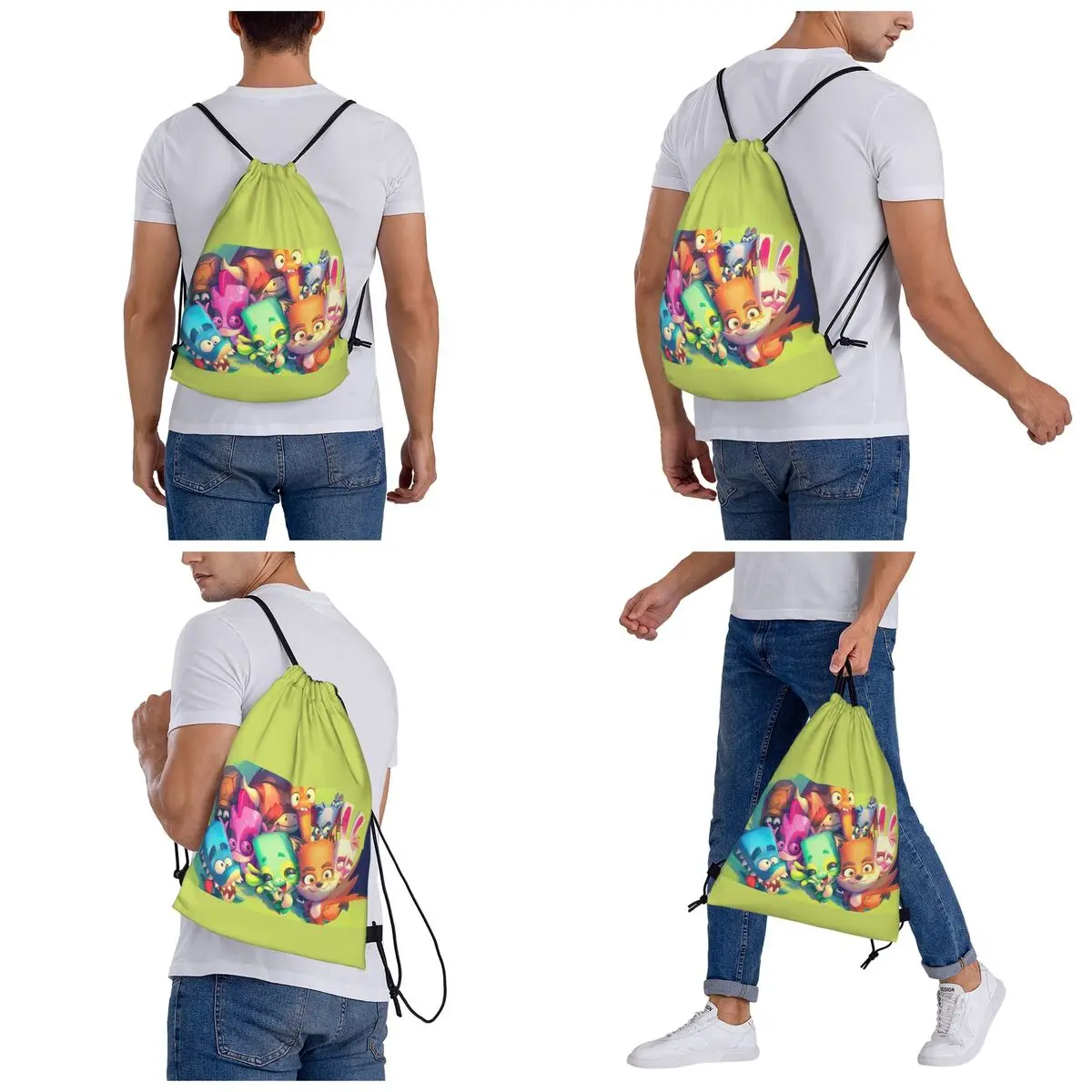 Zooba Friends Backpacks Casual Drawstring Bags Storage Bag Book Bags for Man Woman School