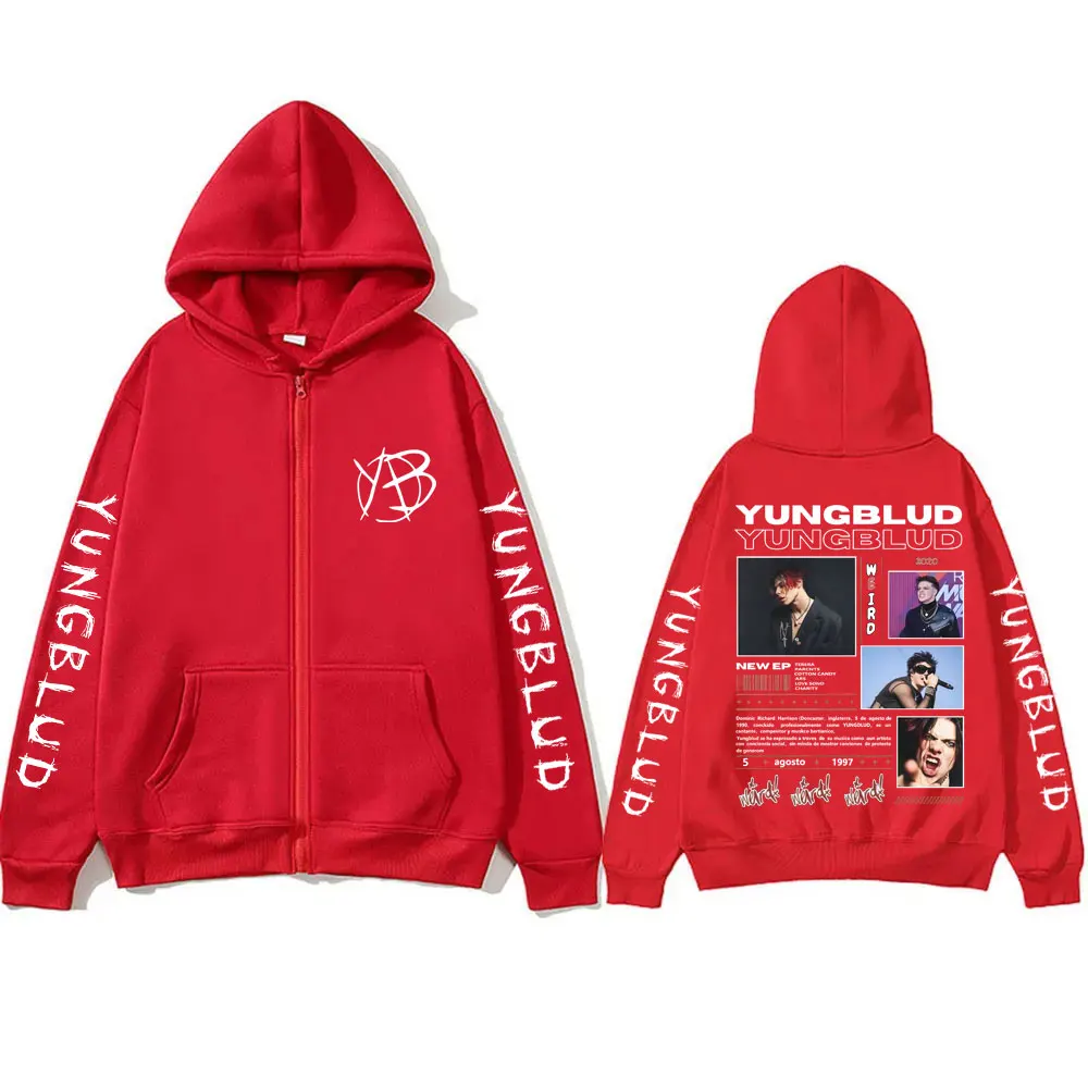 Yungblud Music Album Weird Zipper Hoodie Men Women Alternative Rock Zip Up Jacket Men's Hip Hop Oversized Zip Up Sweatshirts