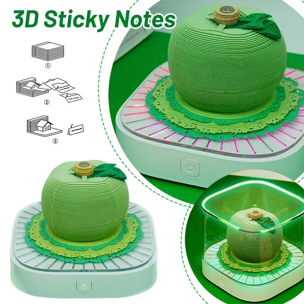 3D Sticky Notes Set Apple Notes Self-Stick Notes Pads Convenience Stickers Papers Card Craft Original DIY Post Notes