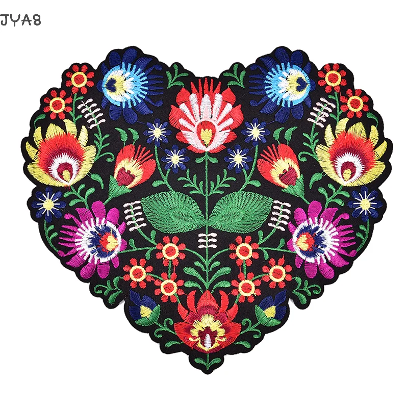 1Pc Heart Shape Flower Embroidery Applique Patches for Clothing Iron on Applique