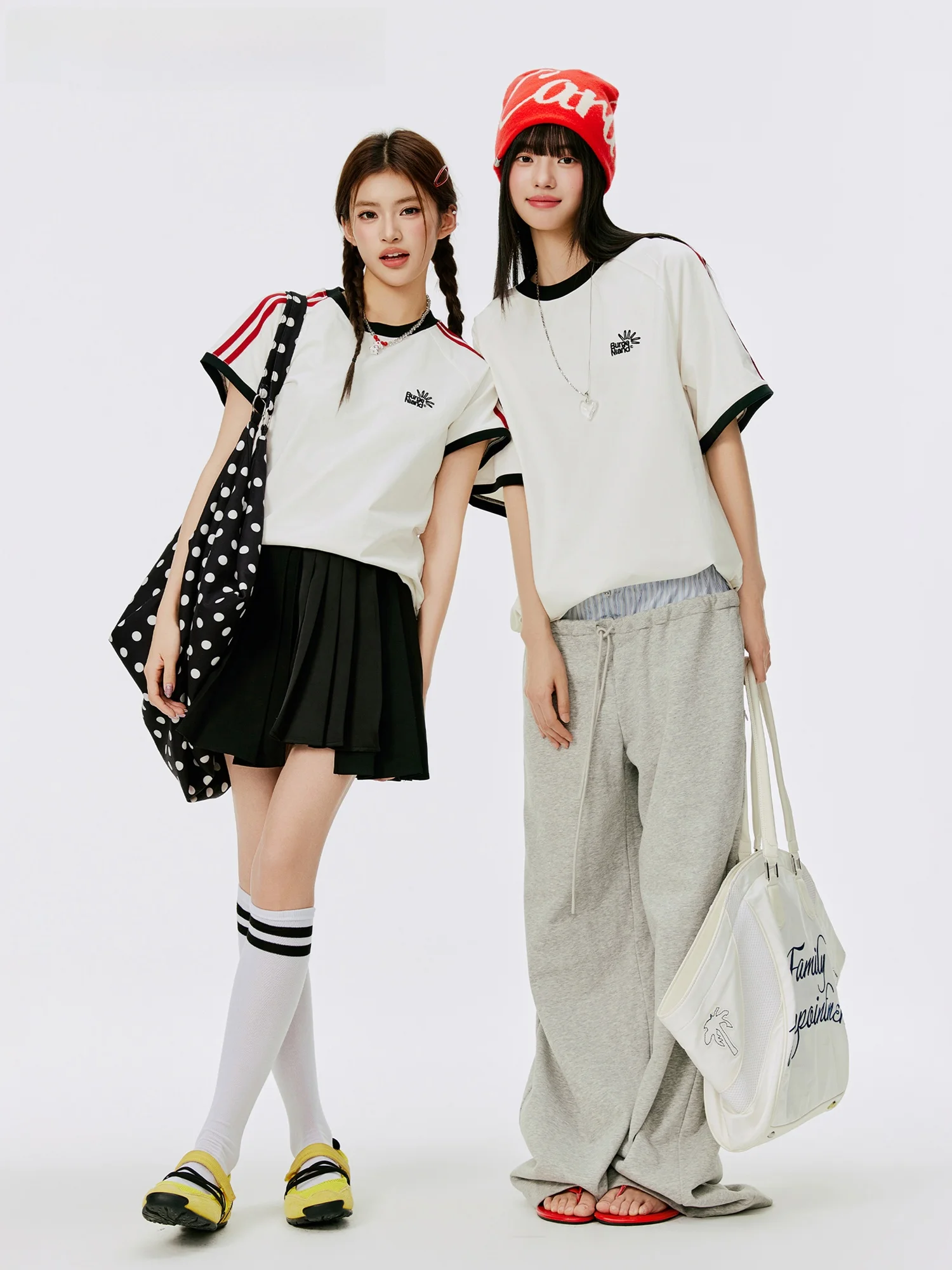 

Burgenland Women's Sporty Casual Short Sleeve T-Shirt Summer Trendy Brand Three Stripe Ball Jersey Loose Fit Cotton Crew Neck
