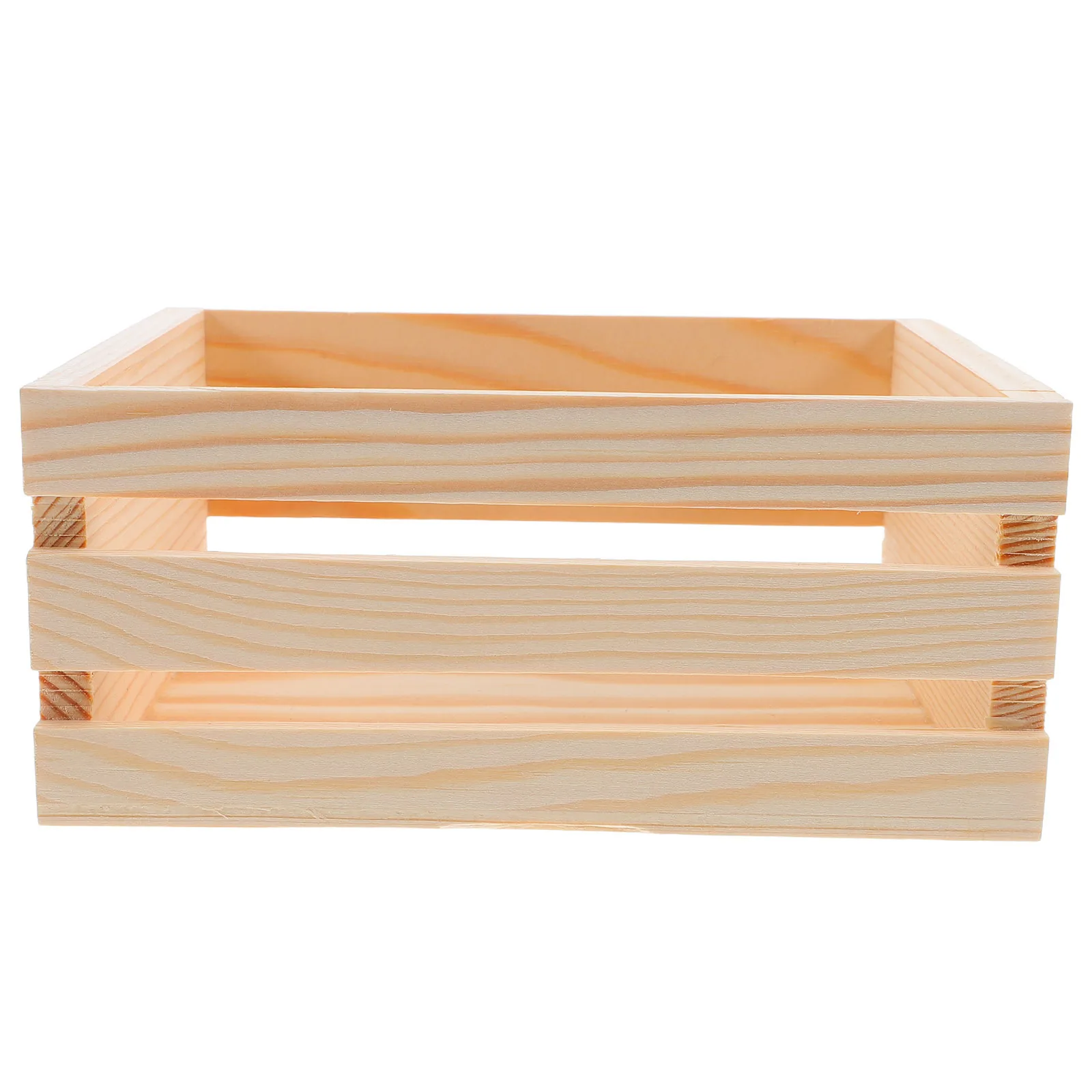 

Wooden Storage Box Mini Desktop Organizer Hollow Design For Stationery Sundries Rustic Wood Basket Vintage Style Home Office