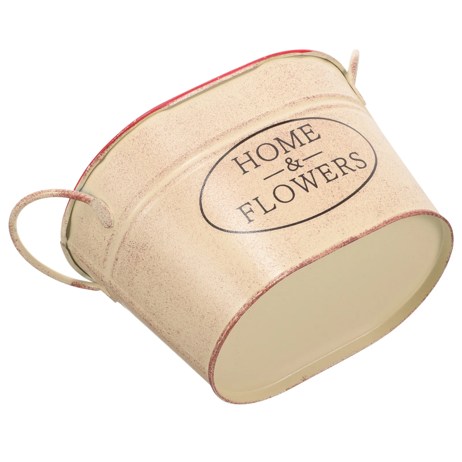 

Metal Flower Bucket Oval Vintage Decorative Galvanized Planter Storage Bucket for Home Desktop Tabletop Use Flower Planter