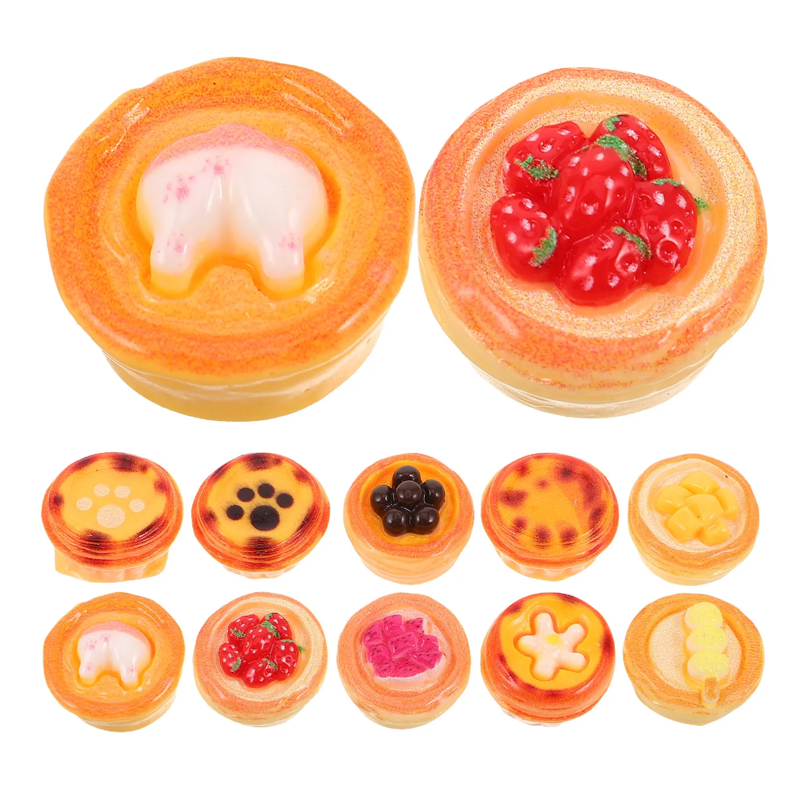 10Pcs Miniature Egg Tart Kitchen Accessories Pretend Food for Kids DIY Micro Landscape Dollhouse Cooking Play Party Supplies