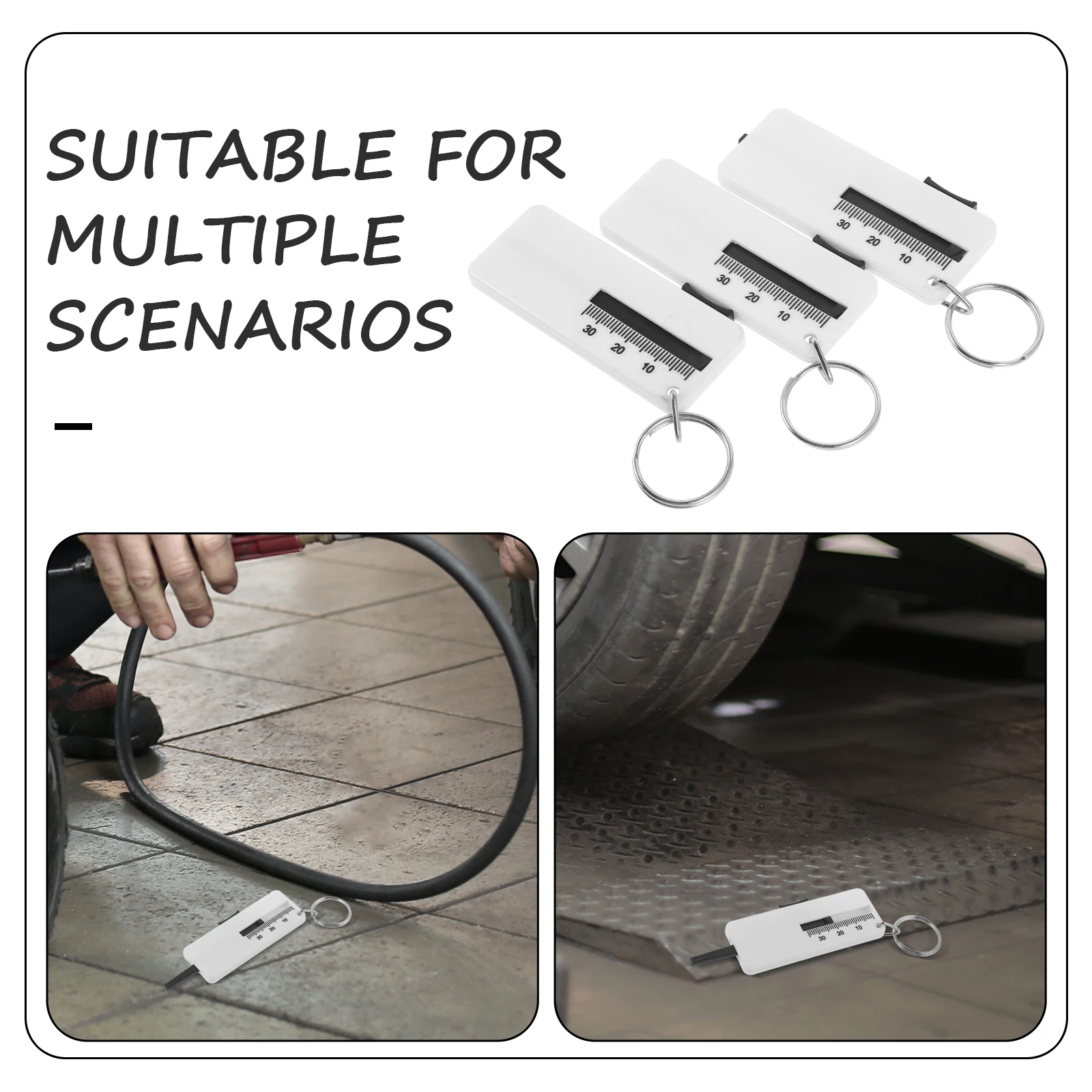 

3pcs Tire Tread Depth Gauge White Car Thread Measurer Portable Ruler Automotive Tyre Depth Meter Vehicle Maintenance Cleaning