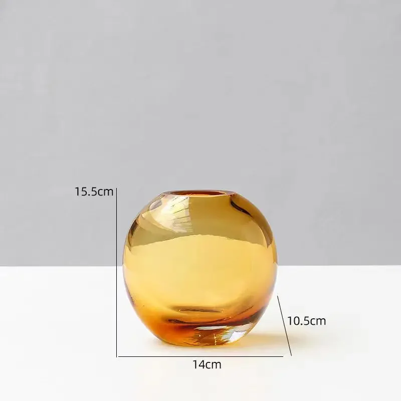 y9-  Modern transparent thick-bottomed glass vase, model room living room dining table decorative flower ware
