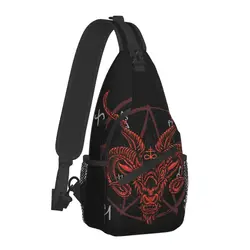 Bolso de pecho cruzado oculto de Satán, Anticristo, Cabra, Lucifer, diablo, 666, Baphomet, paquete de viaje, bandolera deportiva