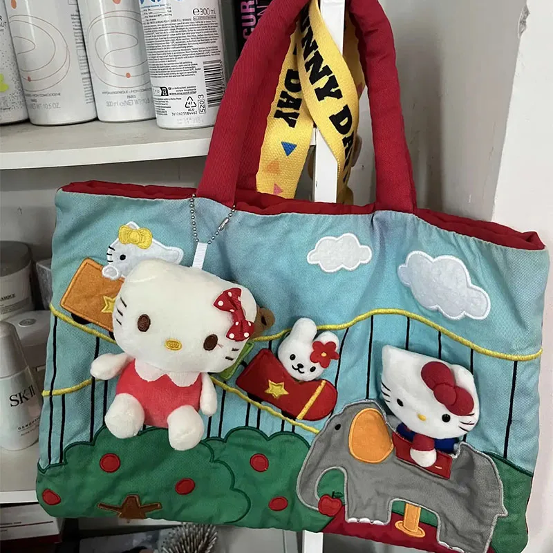 2024 New Kawaii Cute Sanrio Hello Kitty Anime Handbag Large Capacity Computer Bag Fun Cartoon Bag Novel Children Birthday Gifts