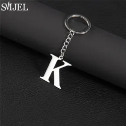 Punk A-Z Letter Keychain for Unisex 26 Initials Alphabet Pendent Stainless Steel Key Chain Ring Handbag Jewelry DIY Accessories
