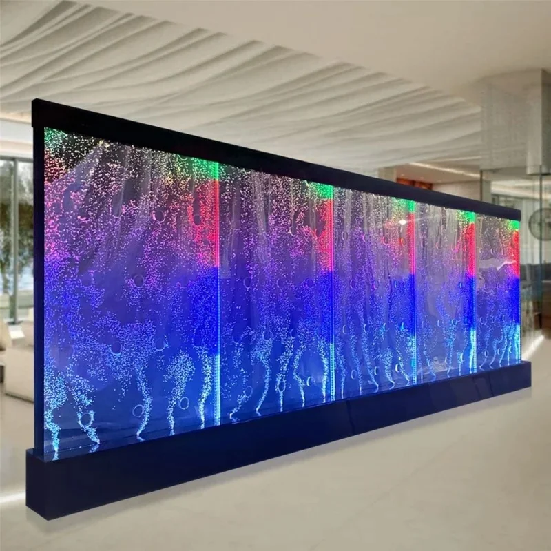 custom.Movable Acrylic Coastal Sea Life Theme Decorative Partition Wall Panel RGB LED Lighting Floor Standing Frame Structure Ro