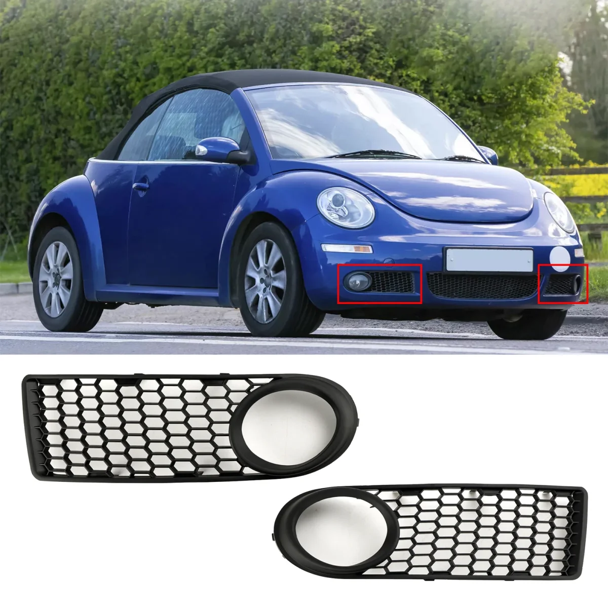 

2 шт. передний бампер автомобиля, противотуманная фара, решетка сотовой шестигранной решетки для VW Volkswagen Beetle & Beetle Convertible 2006-2010